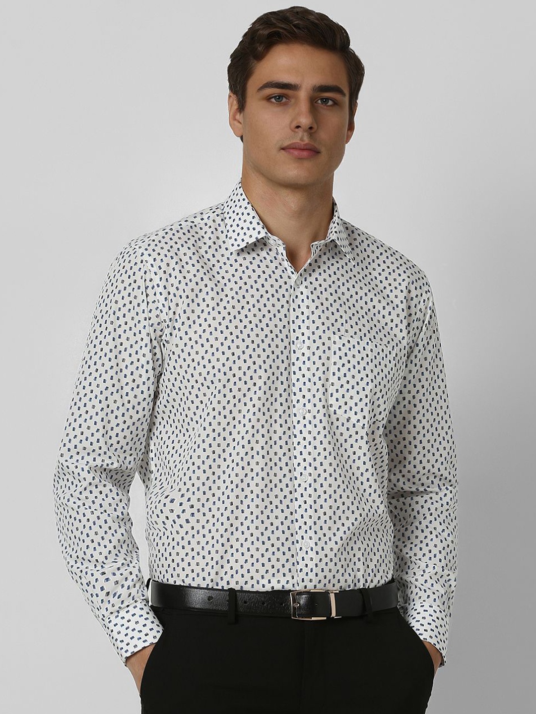 

Van Heusen Men Opaque Printed Formal Shirt, White