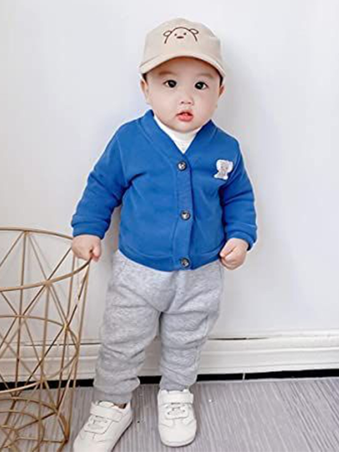 

MOMISY Kids V-Neck Cardigan, Blue