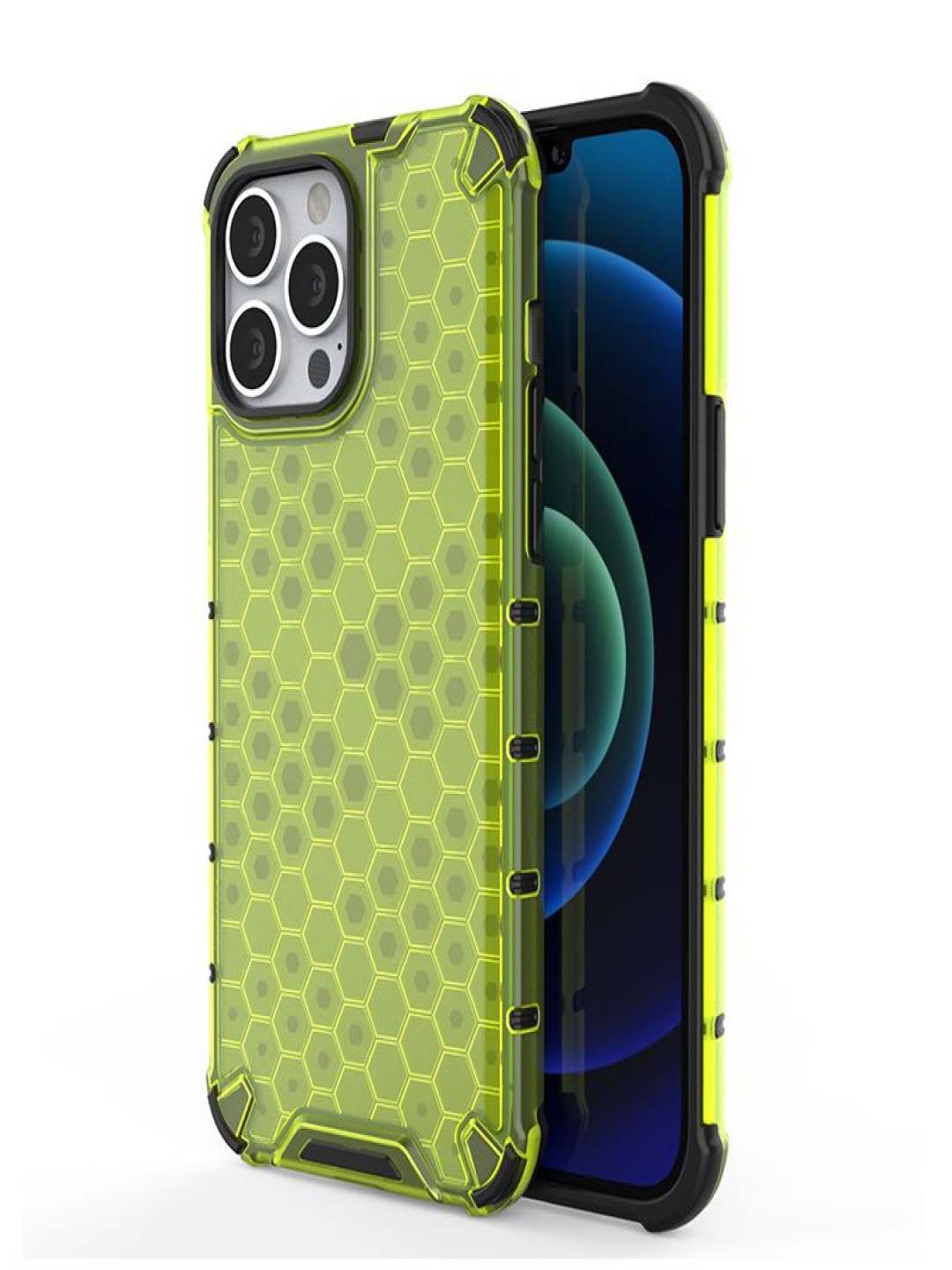 

Luxury Kase Transparent Honeycomb Clear iPhone 13 Pro Back Case, Green
