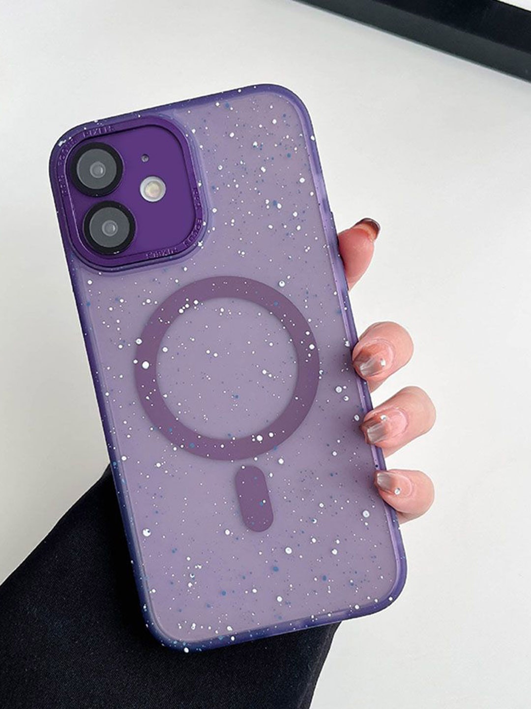 

Luxury Kase Quirky LK098 Anti-Splash Ink Dot Painting Mag-Safe iPhone 11 Back Case, Purple