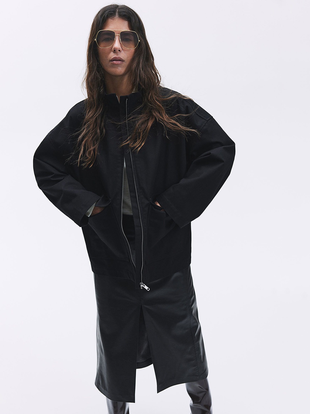

H&M Oversized Canvas Jacket, Black
