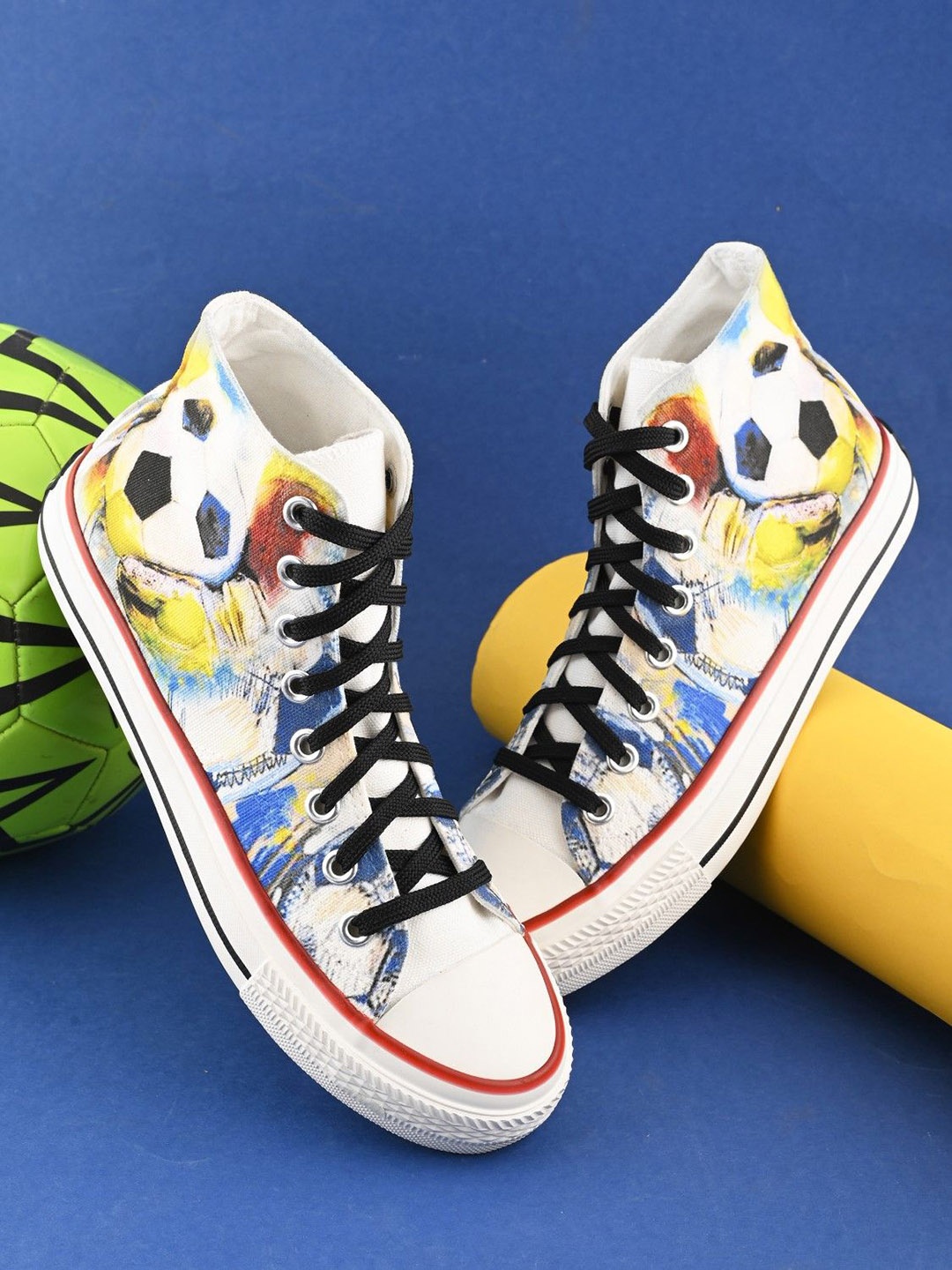 

CROWCIA LONDON Men Printed High-Top Sneakers, Multi