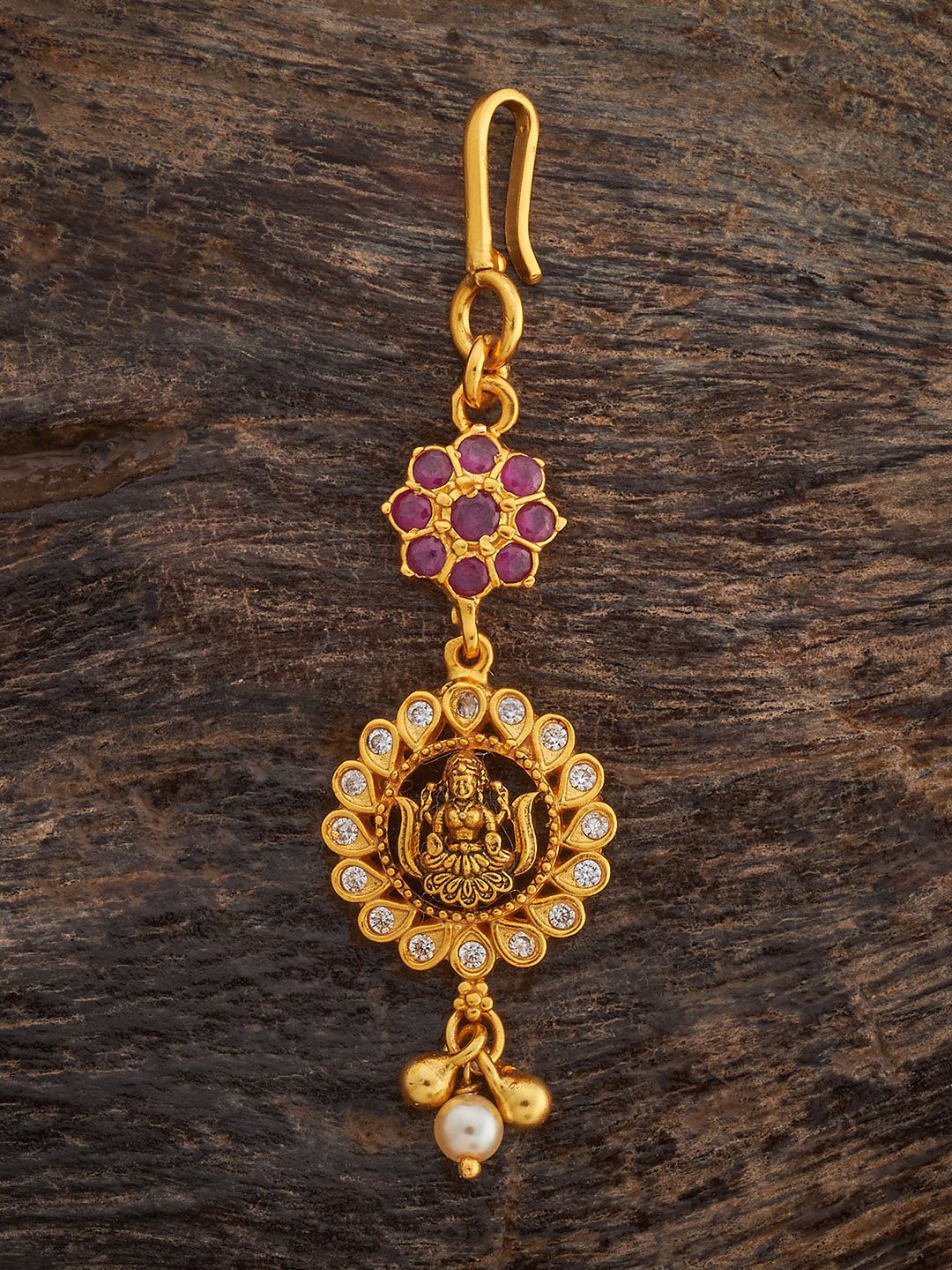 

Kushal's Fashion Jewellery 92.5 Silver Gold-Plated Temple Maang Tikka