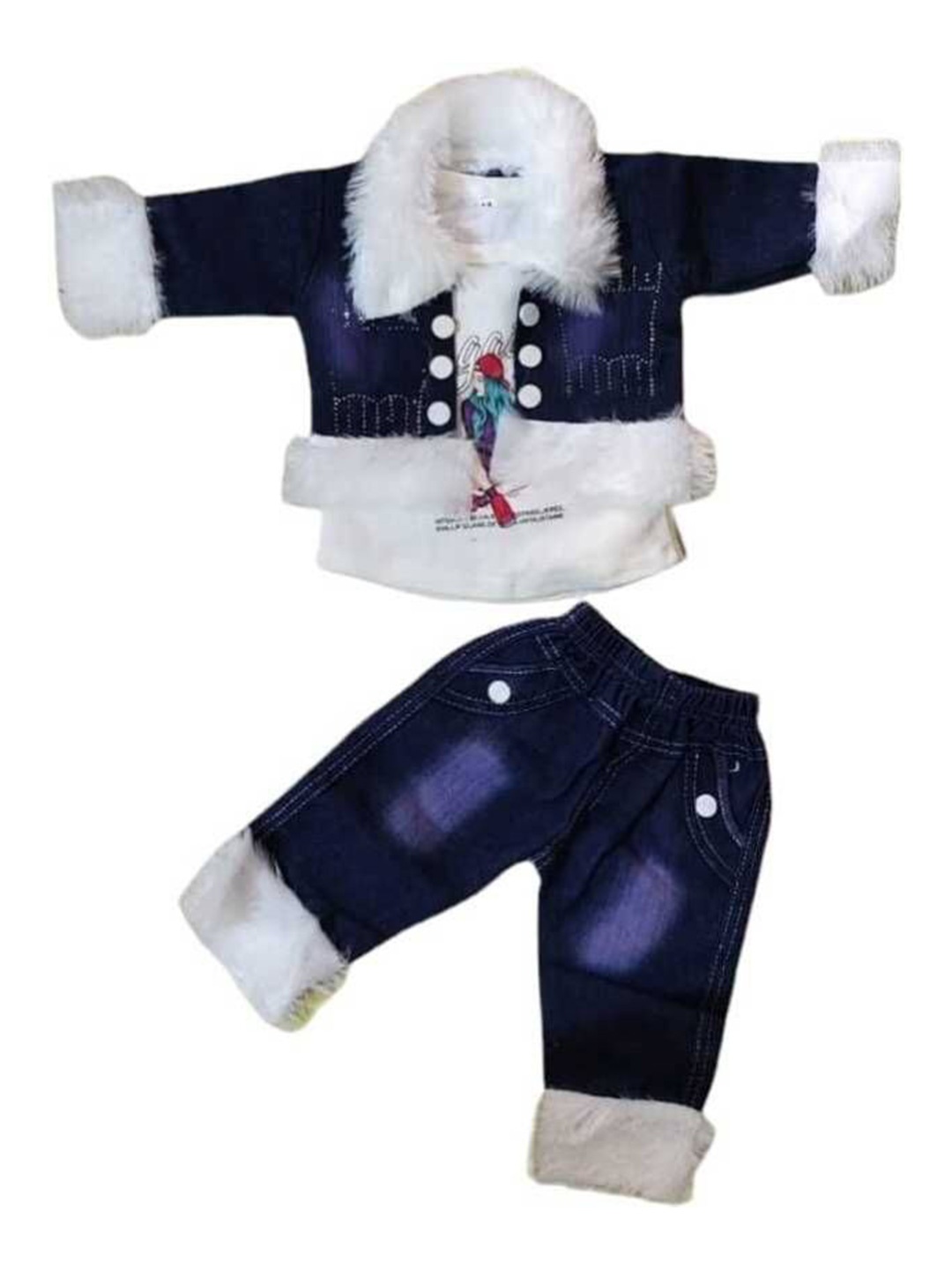 

MS BROTHERS Girls Shirt Collar Shirt With Trouser, Blue