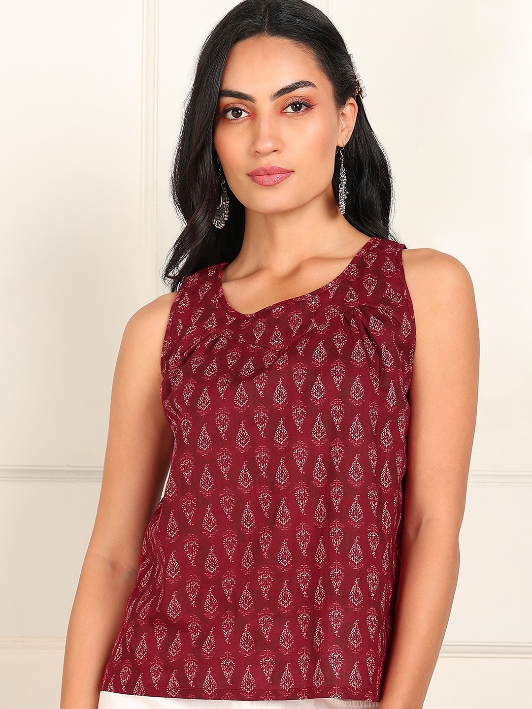 

Label Ceres Print Cotton Top, Maroon