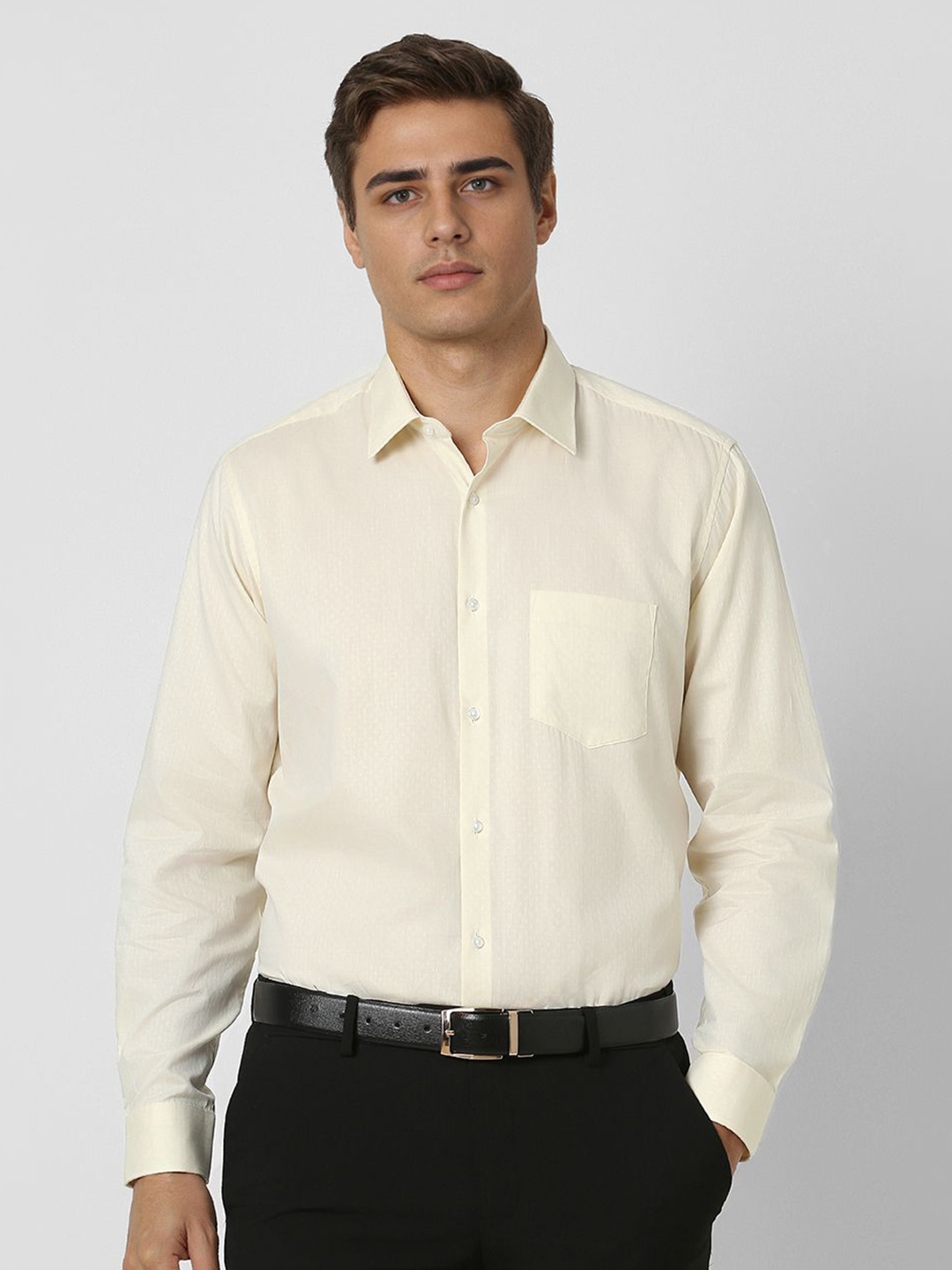 

Van Heusen Men Opaque Formal Shirt, Cream