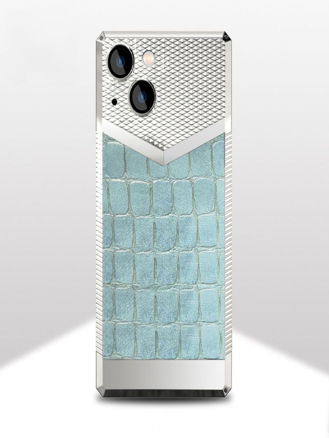 

Luxury Kase Geometric Printed iPhone 13 Back Case Mobile Accessories, Silver