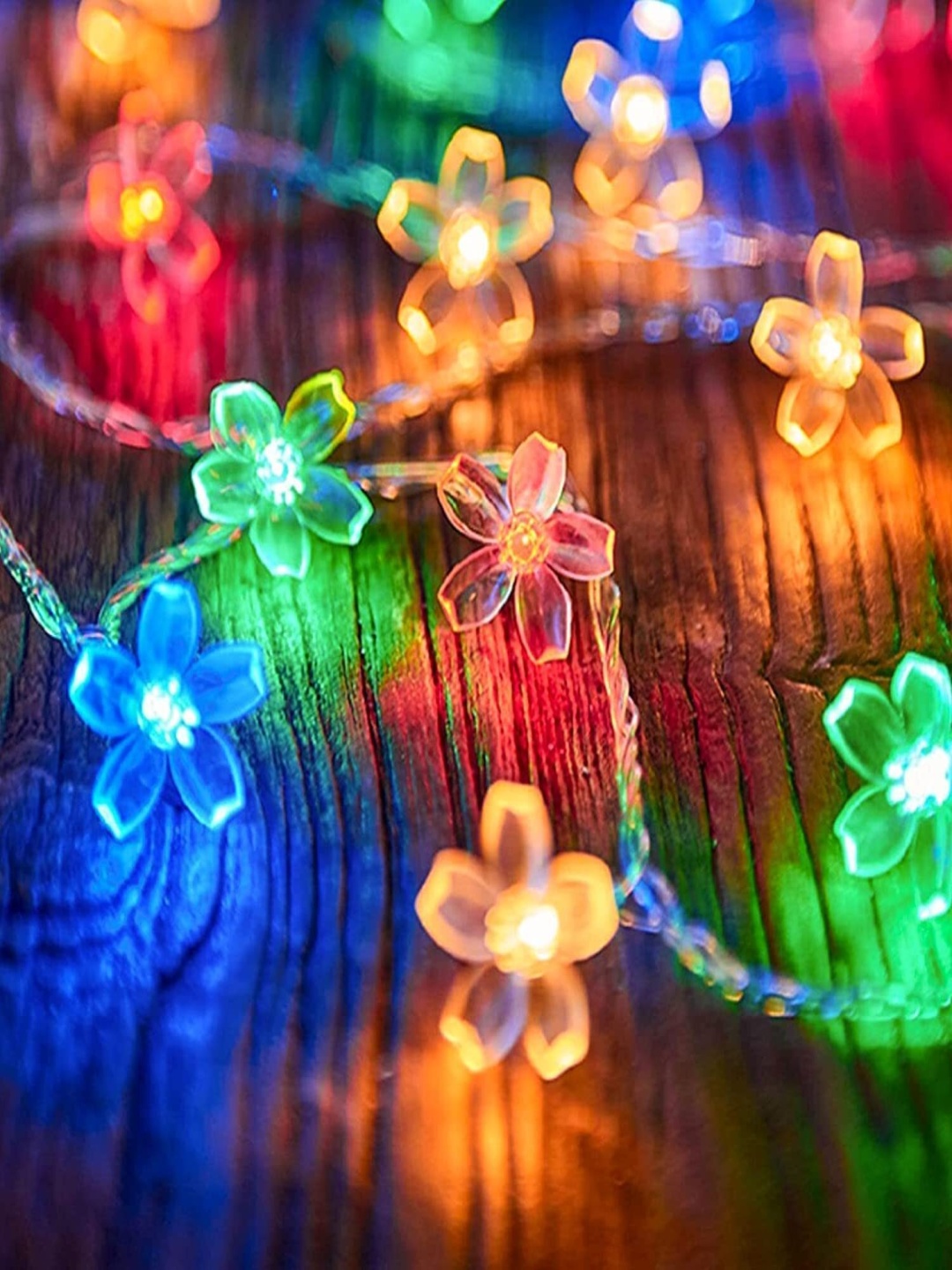 

ENORMITY Blue & Green Flower Shape String Lights