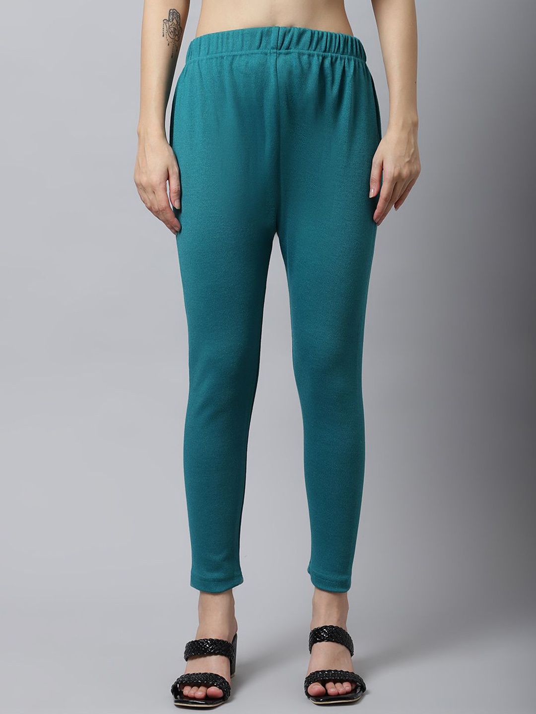 

Valles365 by S.C. Woolen Ankle-Length Leggings, Turquoise blue