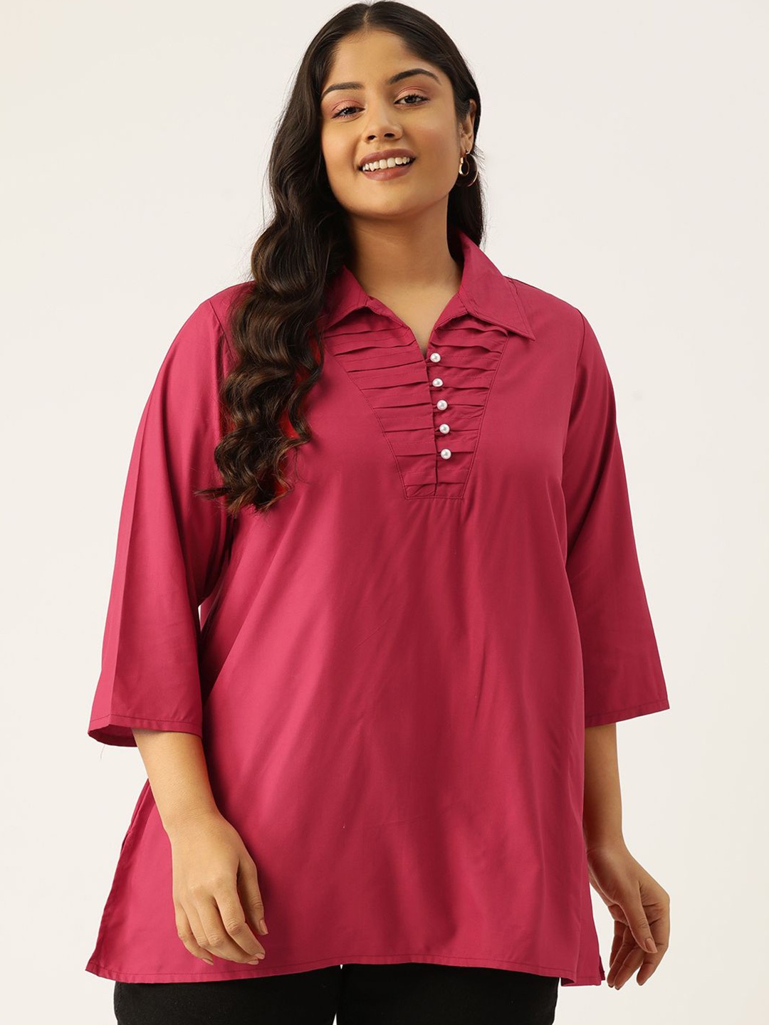 

theRebelinme Women Plus Size Shirt Style Longline Top, Maroon