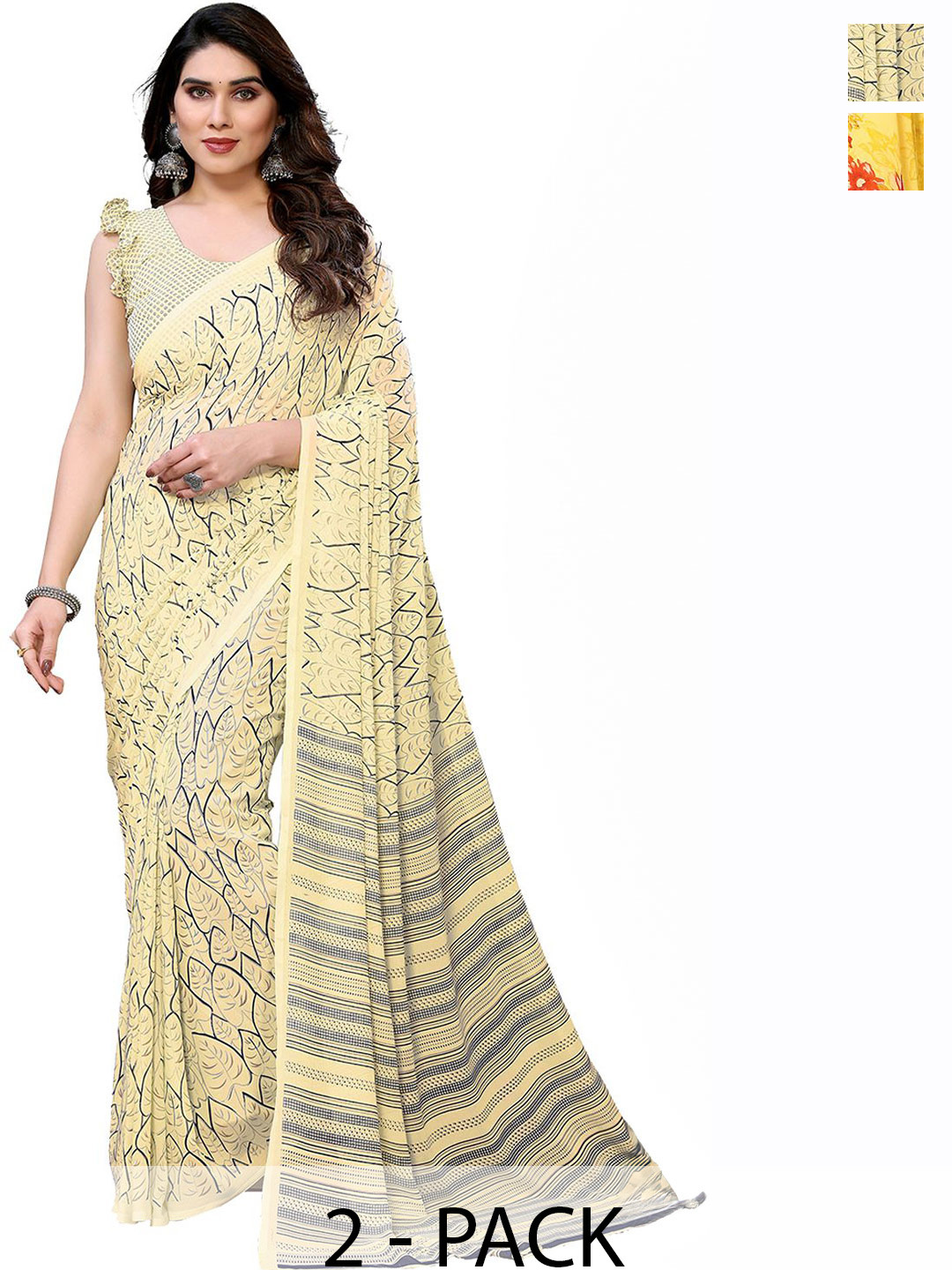 

Moda Rapido Floral Poly Georgette Saree, Yellow
