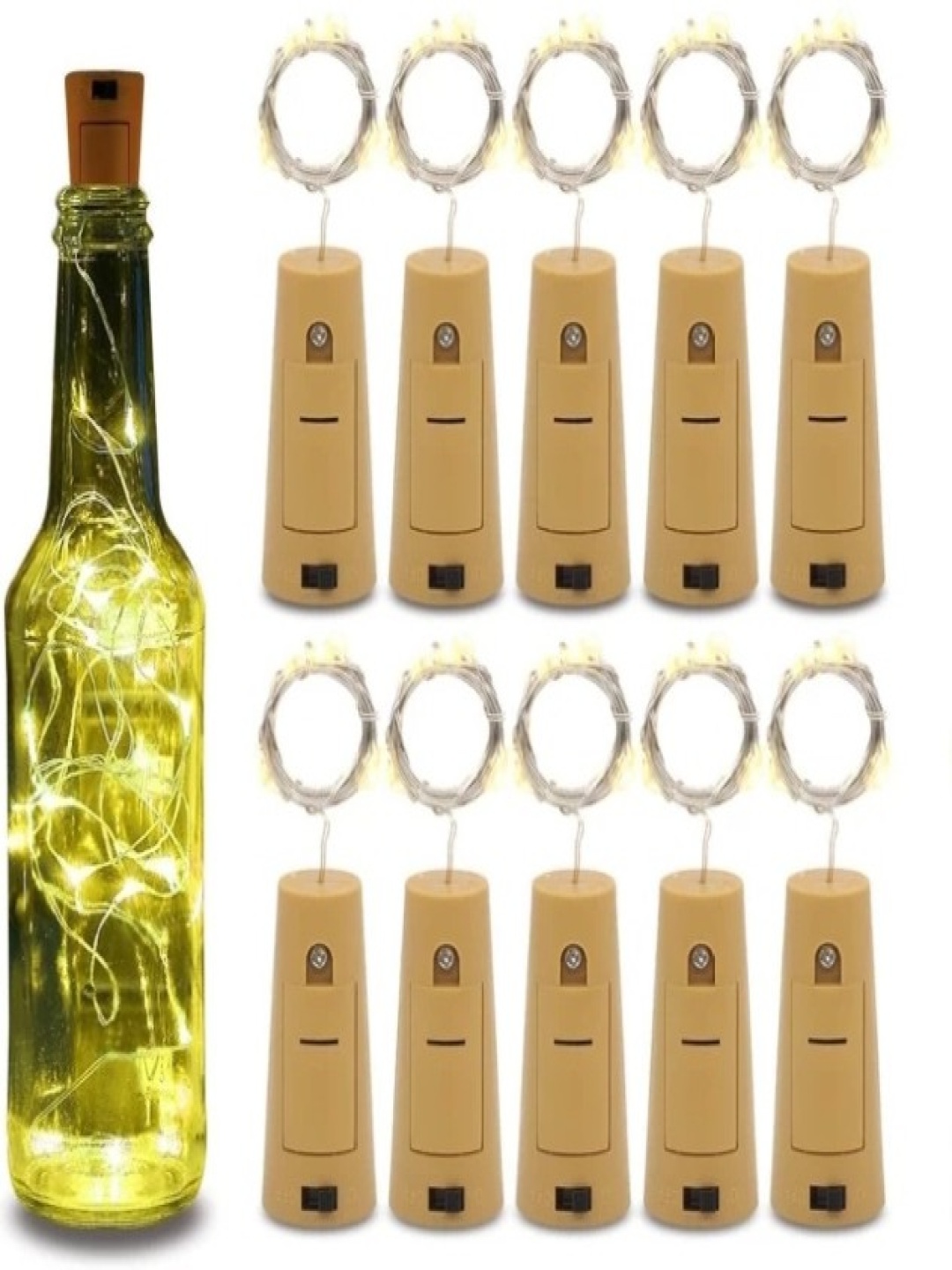 

SPARK WORLD Yellow 10 Pieces Rice Shaped Cork Fairy String Lights