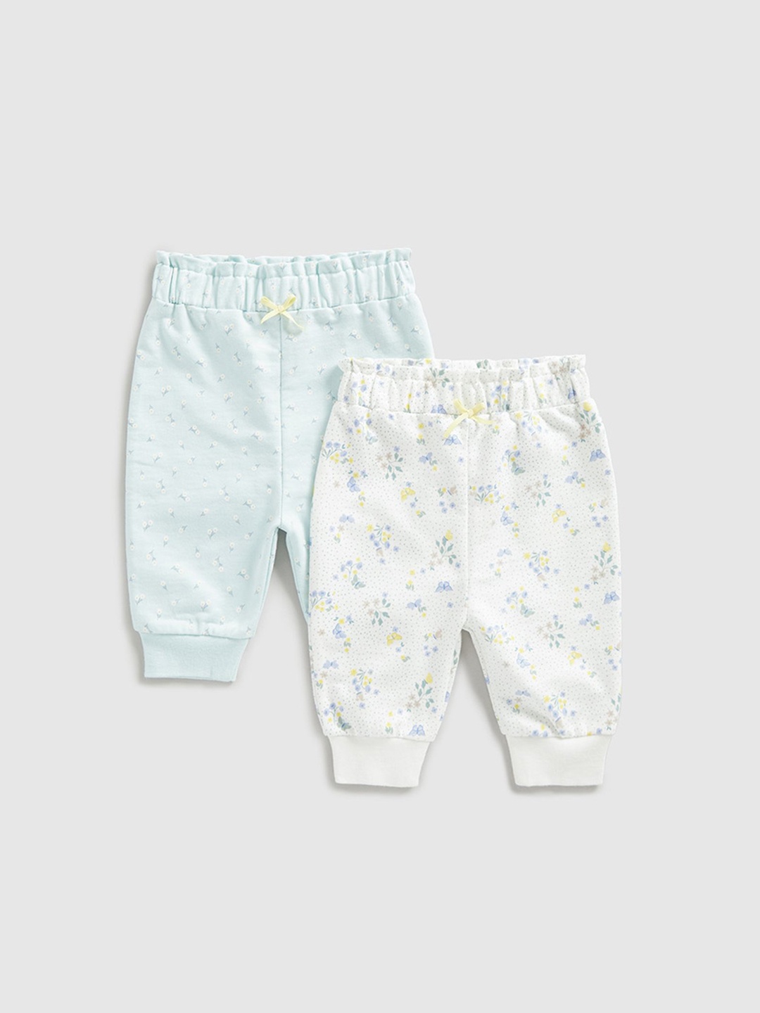 

Mothercare Infant Girls Pack Of 2 Pure Cotton Mid-Rise Joggers, Blue