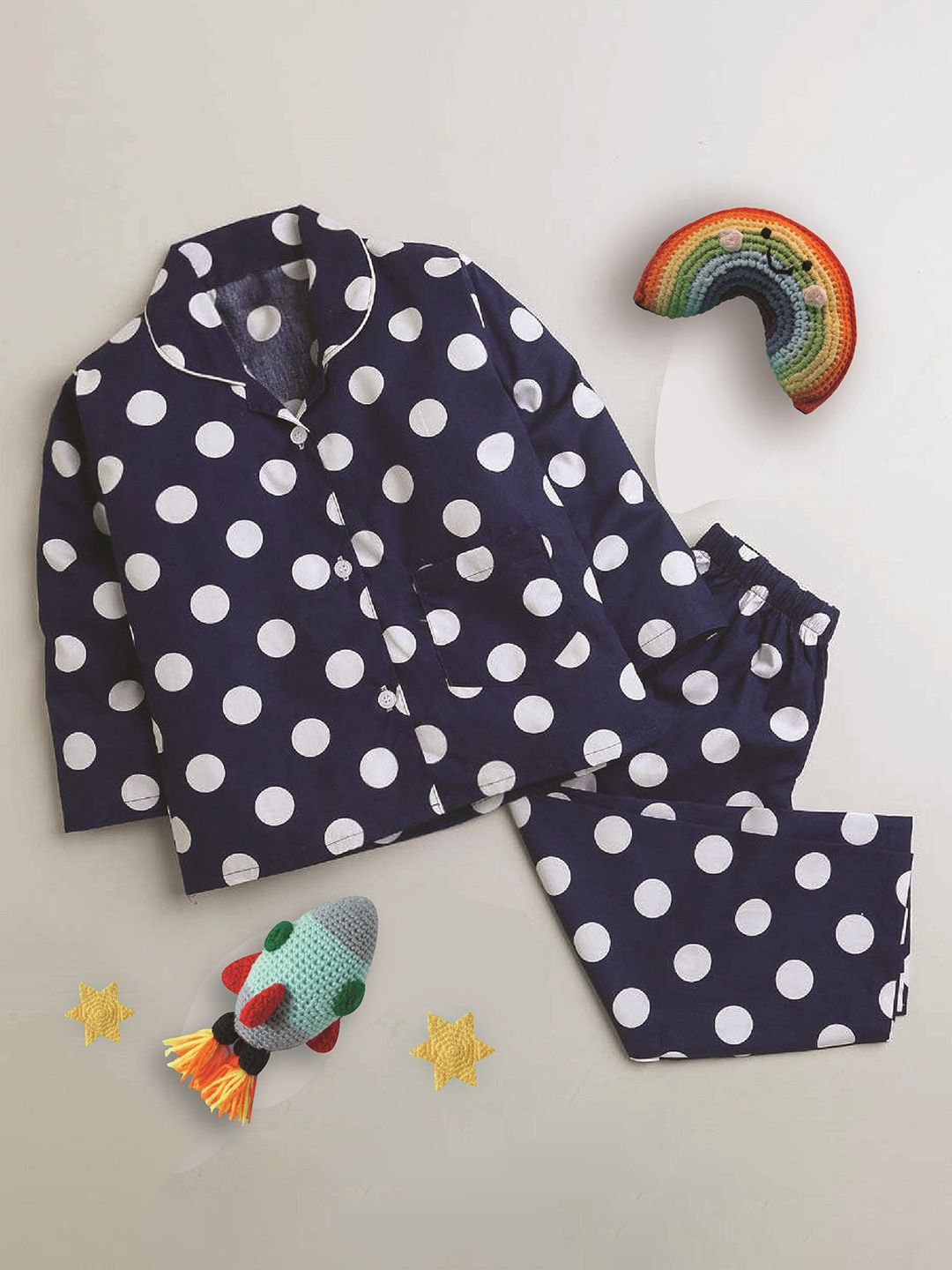 

The Magic Wand Unisex Kids Printed Night suit, Navy blue