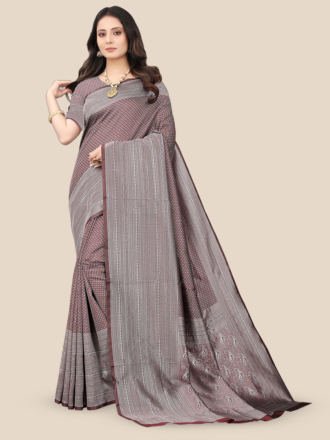 

bigben textile Woven Design Zari Banarasi Saree, Purple