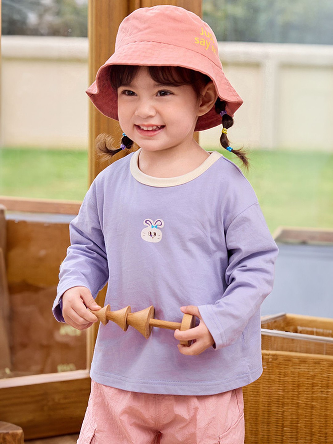 

LULU & SKY Girls Pockets T-shirt, Purple