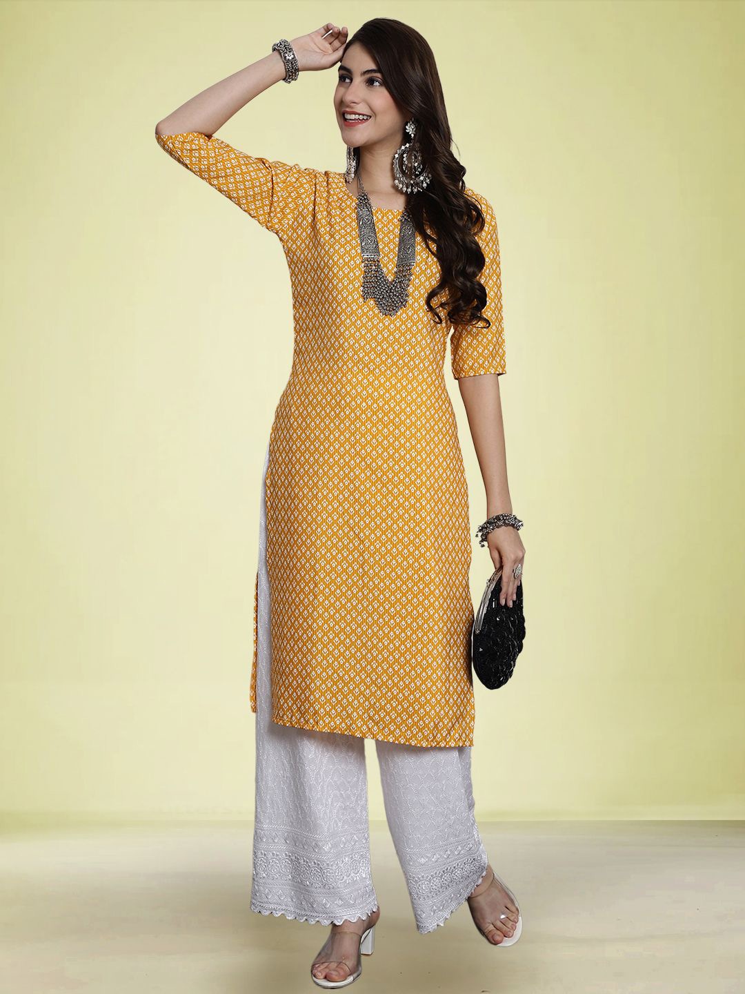 

Moda Rapido Ethnic Motifs Printed Kurta, Mustard