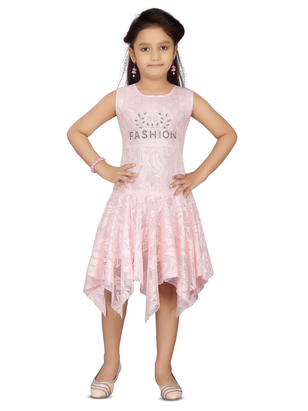 

Sangria Girls Self-Designed Frock, Pink