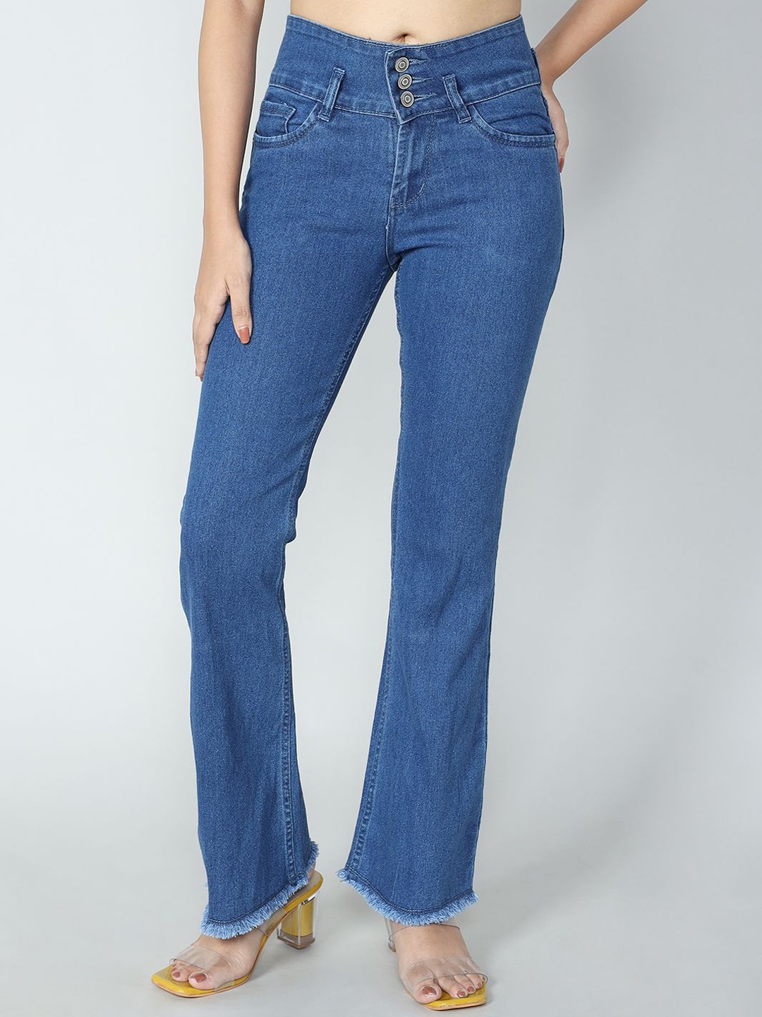 

Novio Women Comfort Bootcut High-Rise Stretchable Jeans, Blue