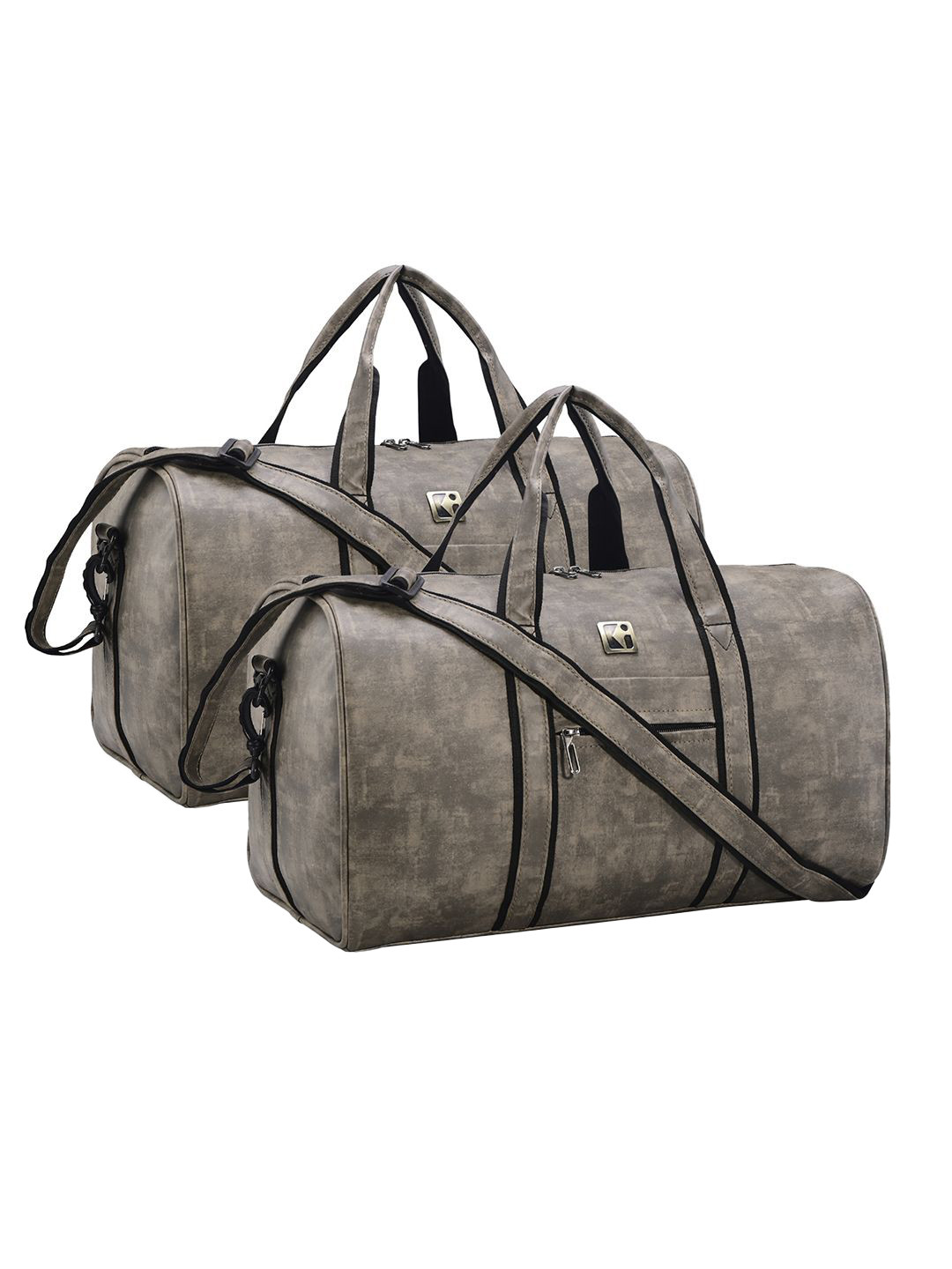 

Kuber Industries Unisex Set Of 2 Medium Reversible Leather Travel Duffel Bags, Brown