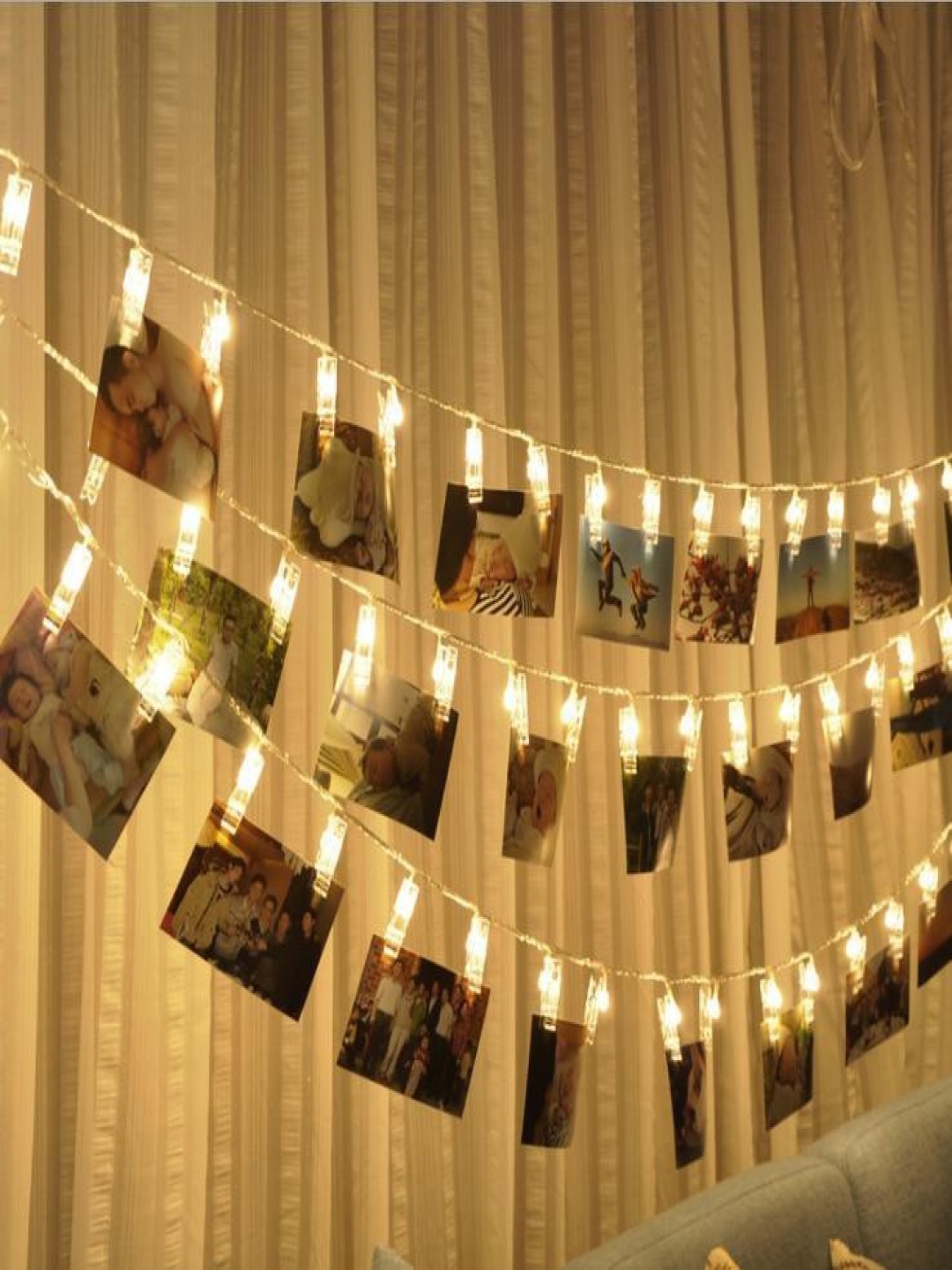 

SPARK WORLD Gold Toned Photo Clip Shaped String Lights