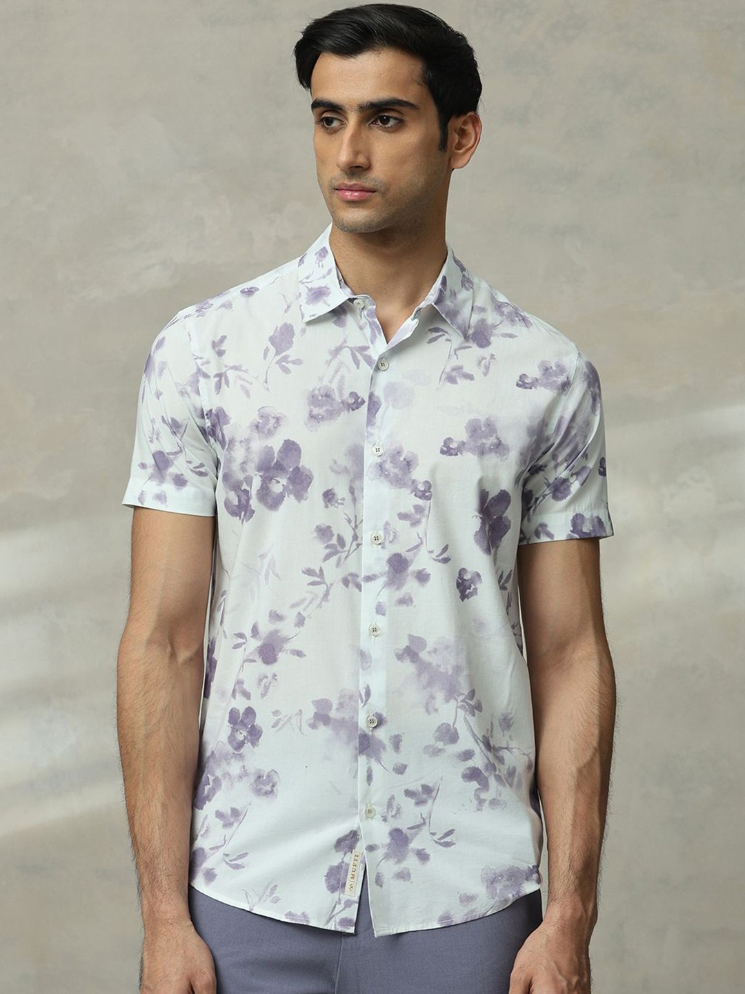 

Mufti Men Slim Fit Spread Collar Floral Printed Cotton Casual Shirt, White