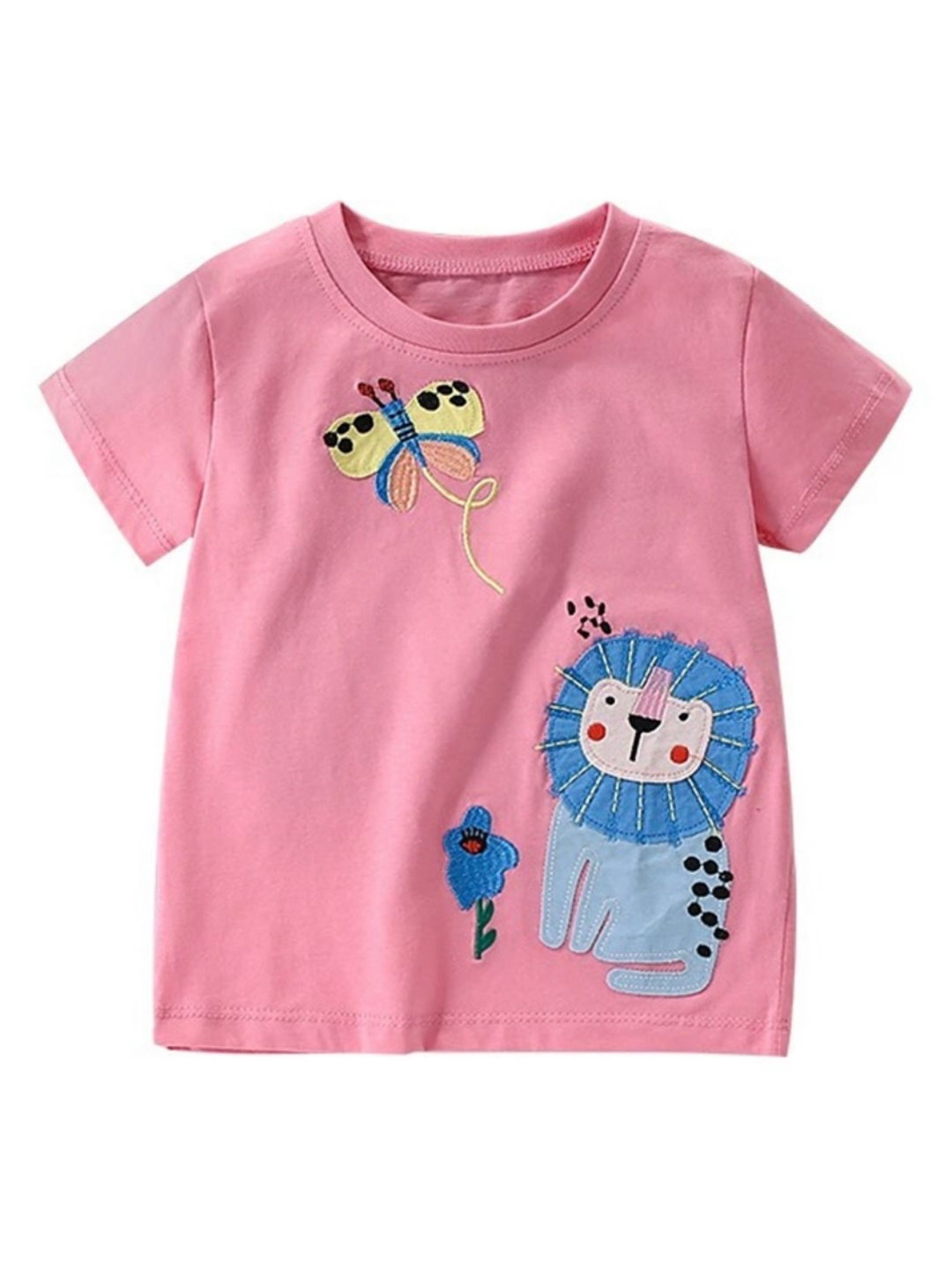 

LULU & SKY Girls Printed Applique T-shirt, Pink