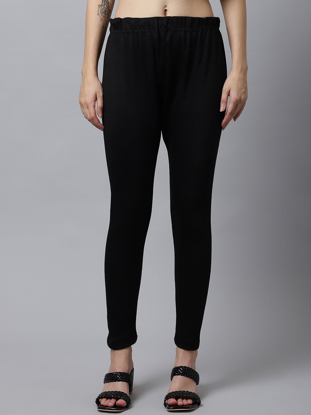 

Valles365 by S.C. Woolen Ankle-Length Leggings, Black