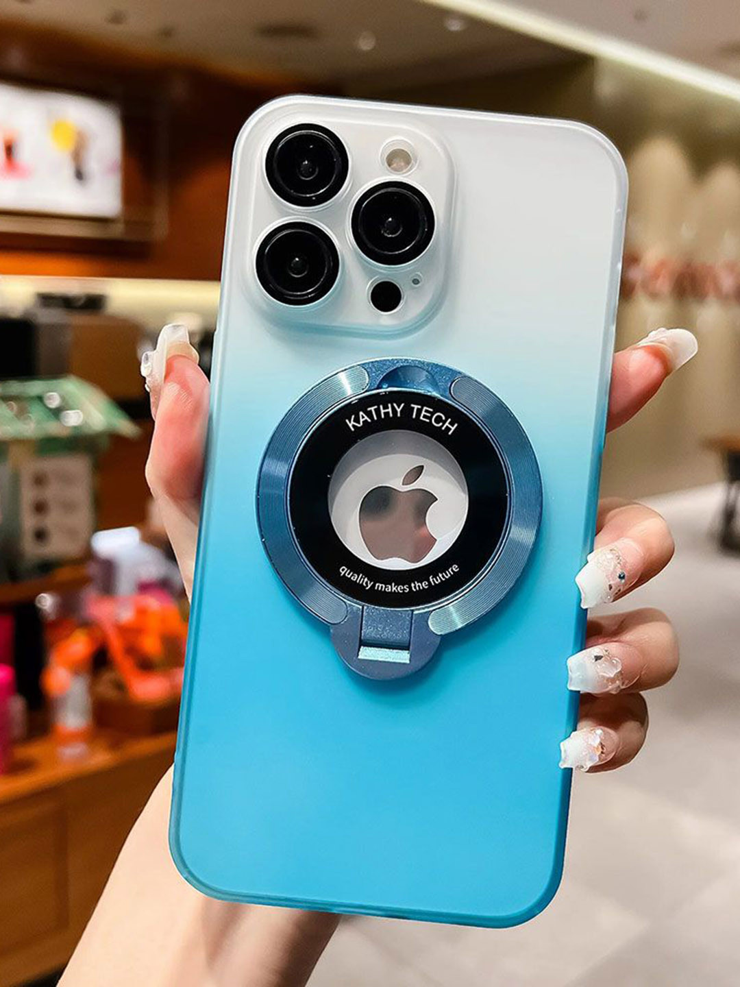 

Luxury Kase LK078 Matte Skin Sensation Gradient Colour Holder iPhone 12 Pro Back Case, Blue