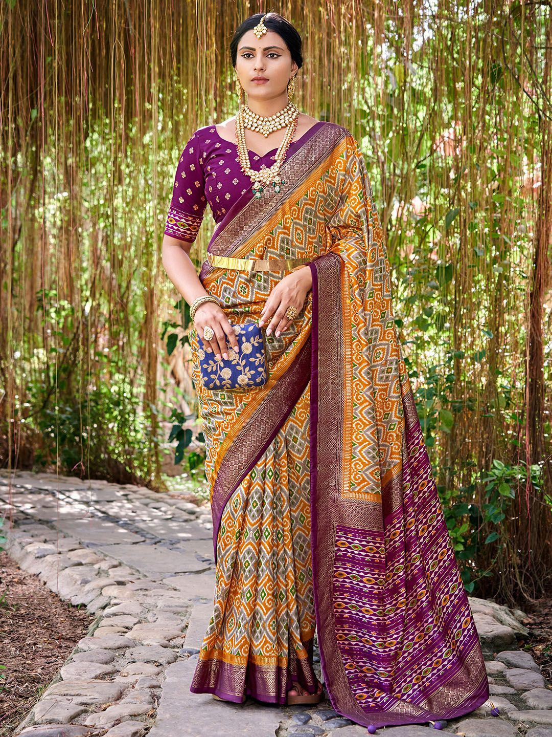 

Meena Bazaar Ethnic Motifs Saree, Mustard