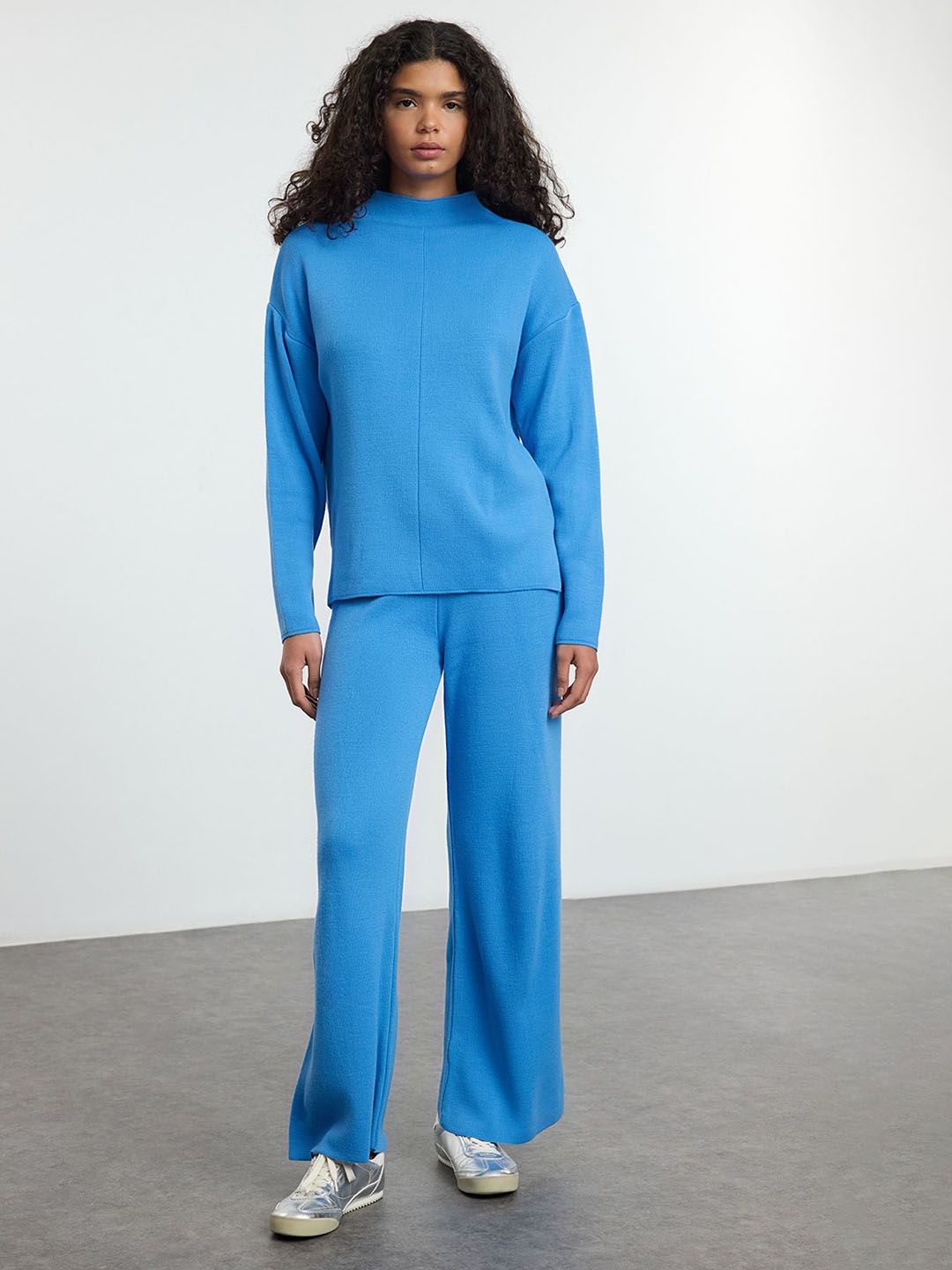 

Trendyol High Neck Long Sleeves Sweater With Trousers, Blue