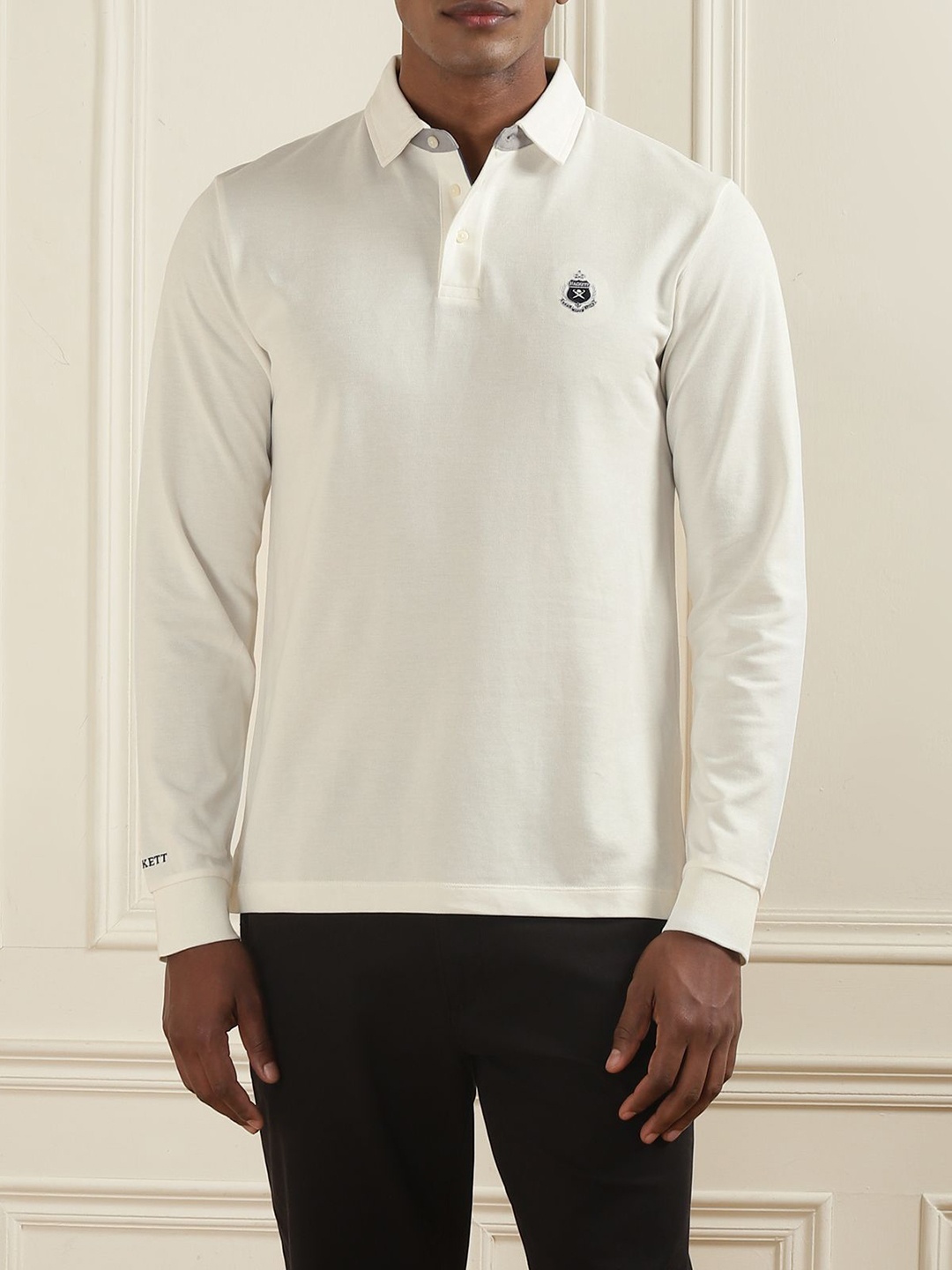 

HACKETT LONDON Men Solid Polo Collar Cotton T-shirt, White