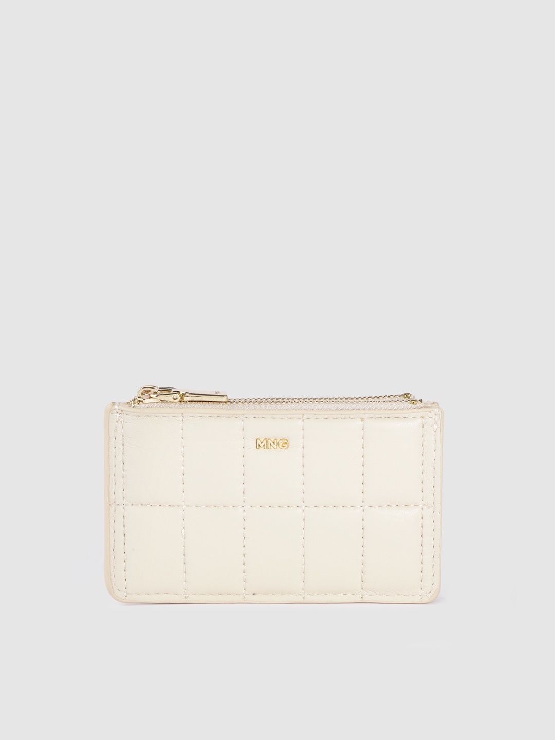 

MANGO Women Quilted Zip Around Wallet, Off white