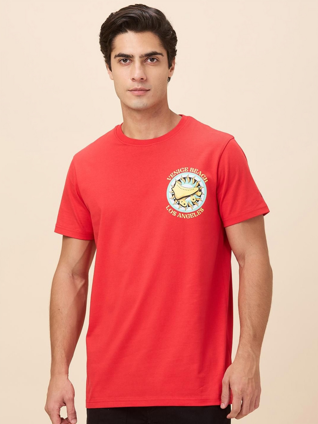 

Being Human Men Typography Printed Round Neck Cotton Relaxed Fit T-shirt, Red
