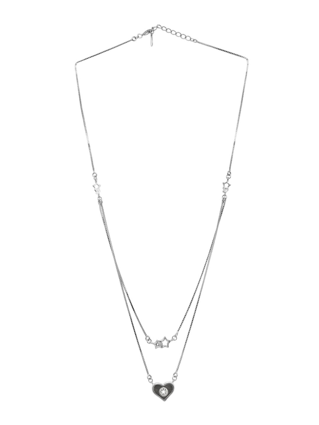 

925 SILLER Elegant 925 Sterling Silver Rhodium-Plated Cubic Zirconia Studded Chain