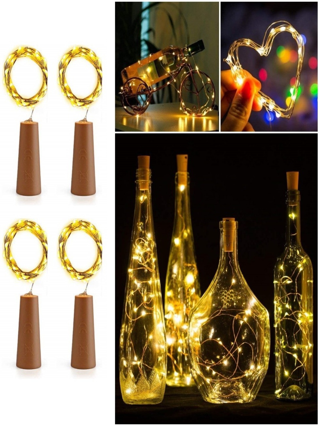 

SPARK WORLD Yellow 4 Pieces Cork LED String Lights