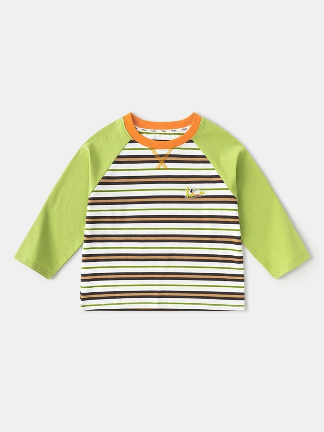 

LULU & SKY Girls Striped V-Neck Pockets T-shirt, Green