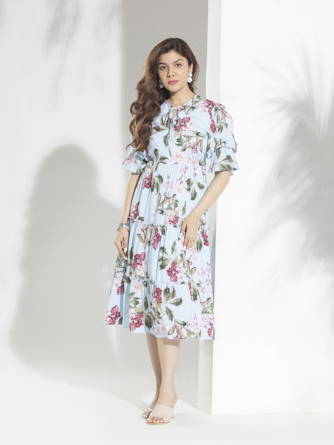 

Aumbe Floral Print A-Line Dress, Blue