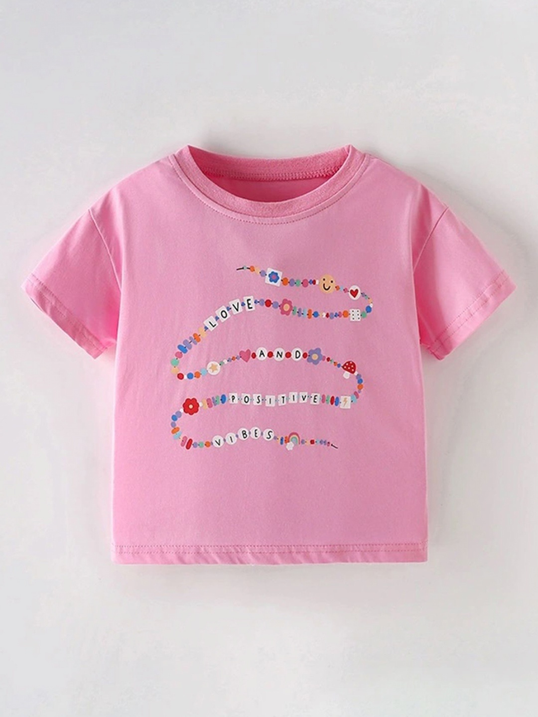 

LULU & SKY Girls Dyed Raw Edge T-shirt, Pink