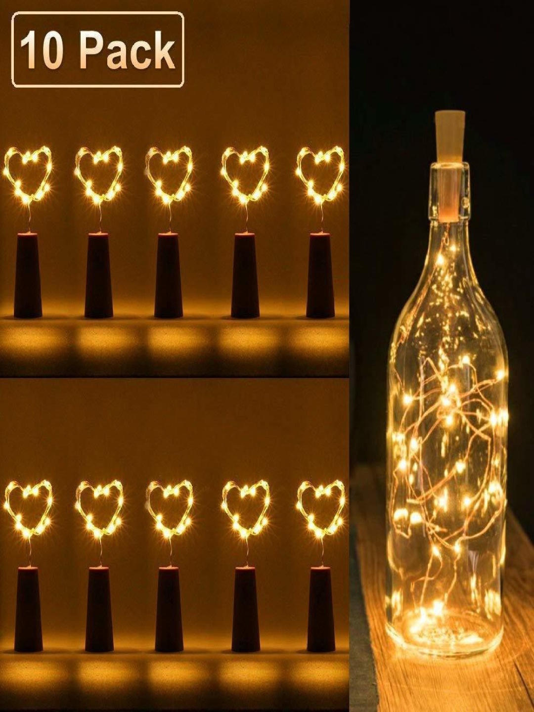 

SPARK WORLD 10-Pcs Yellow Cork LED String Lights
