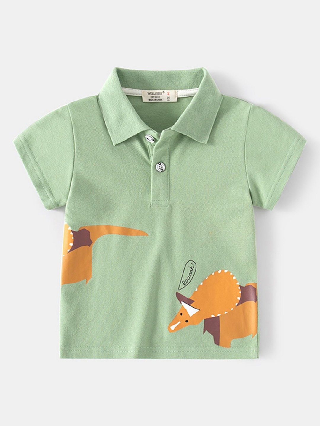 

LULU & SKY Boys Polo Collar Applique T-shirt, Green