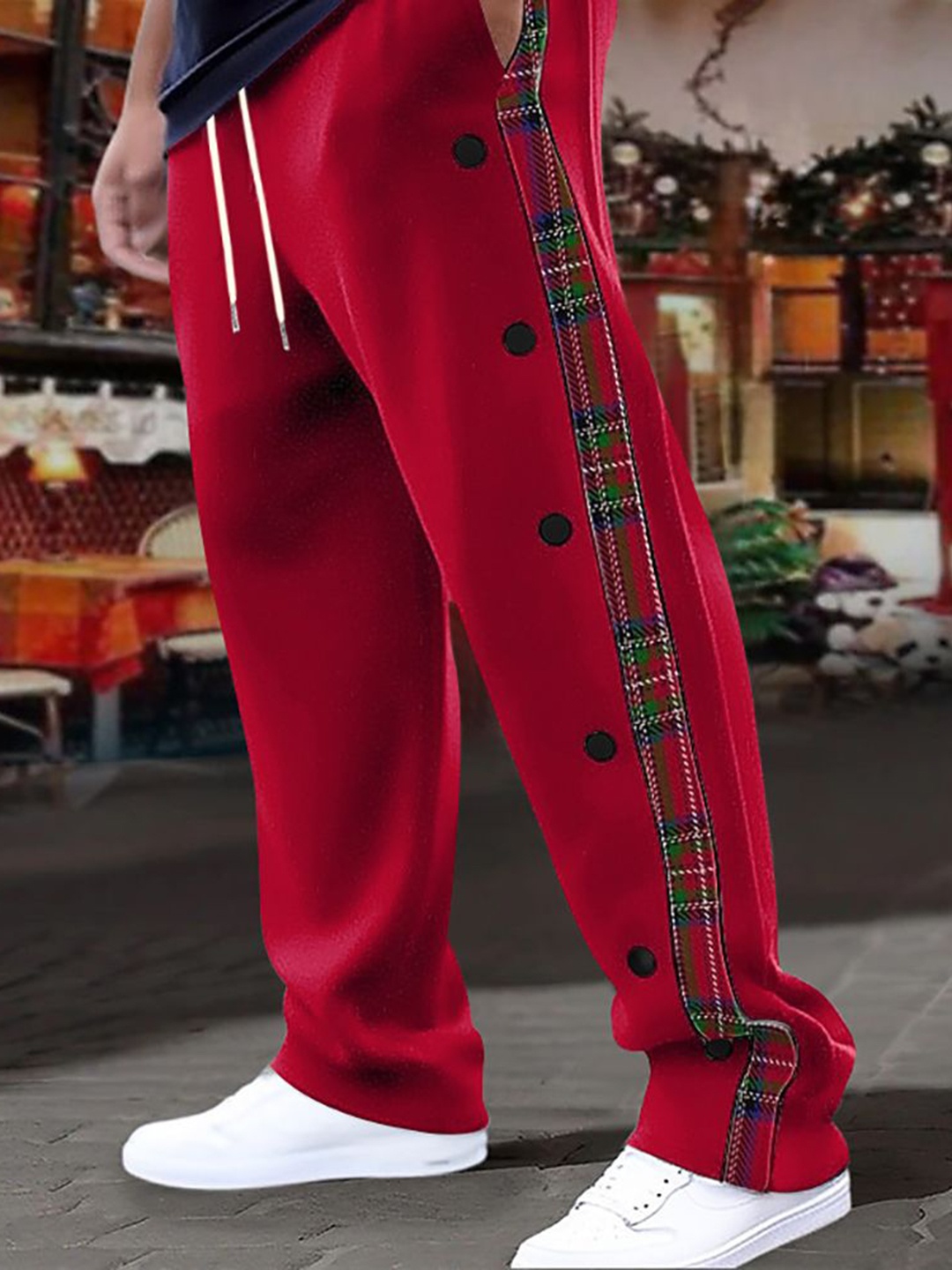 

StyleCast x Revolte Men Checked Regular Fit Mid-Rise Trousers, Red