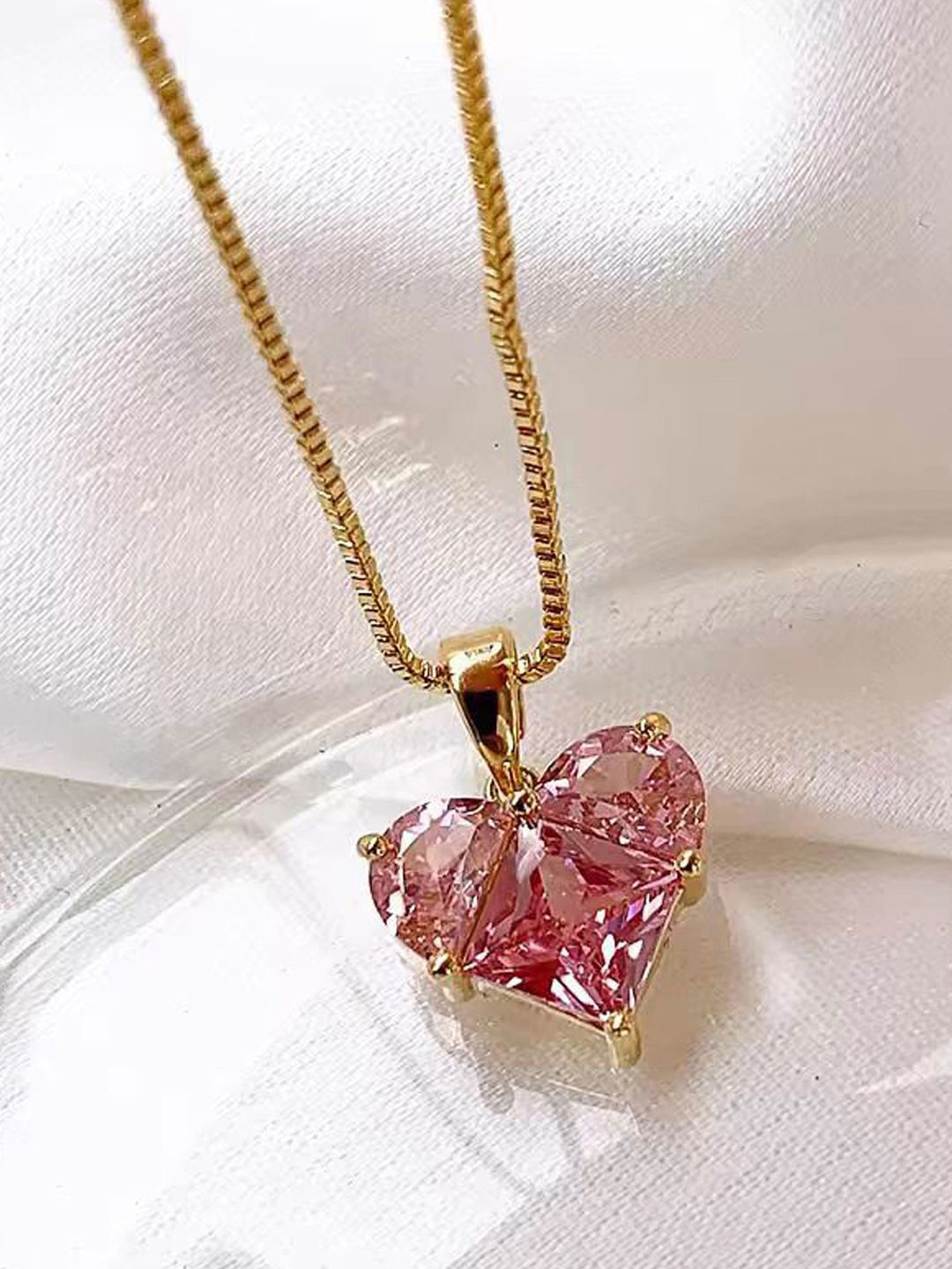 

Jewels Galaxy Gold-Plated Heart Shaped Pendants with Chains