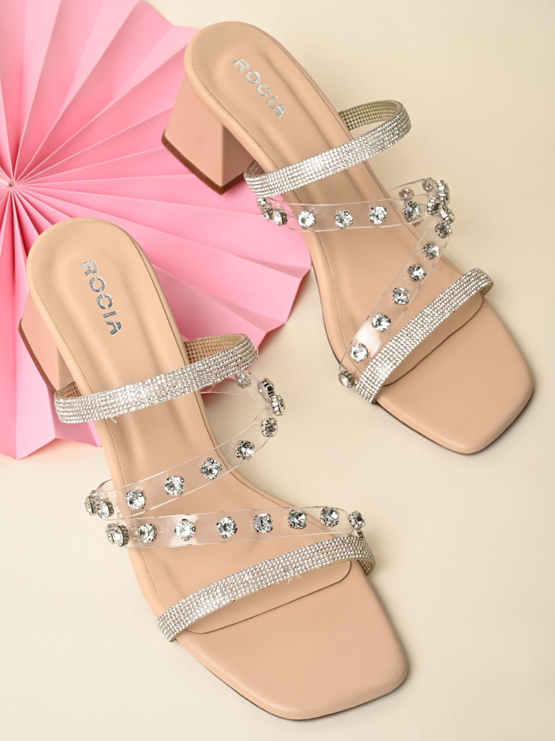 

Rocia Party Block Sandals, Transparent