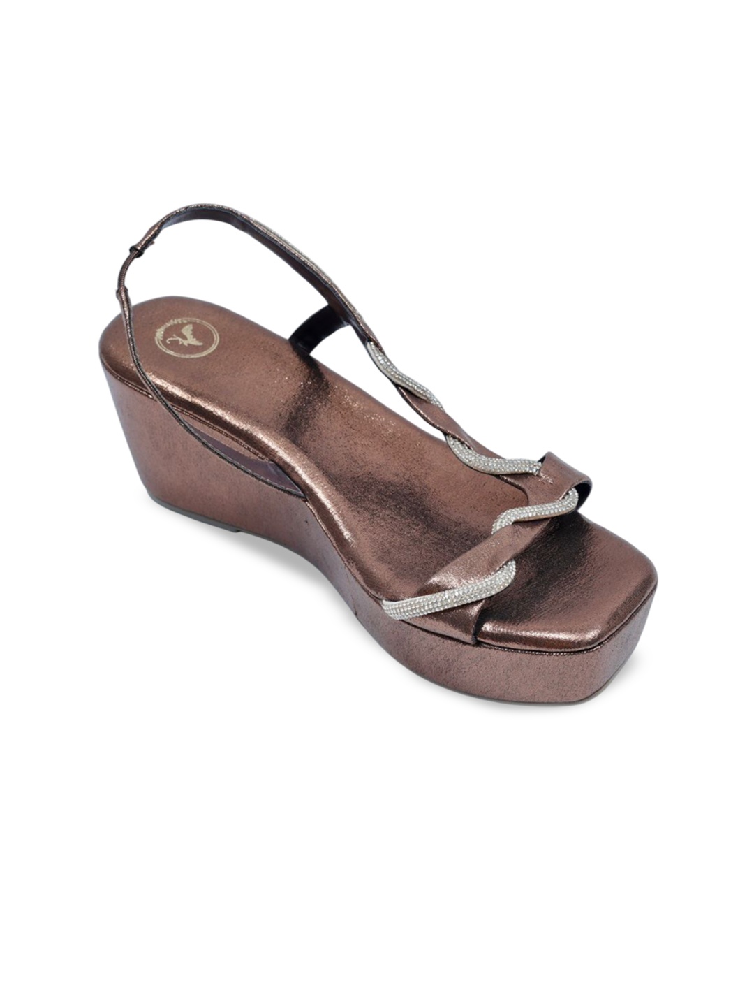 

Sana K Luxurious Footwear Women Embellished Party Wedge Sandals, Brown