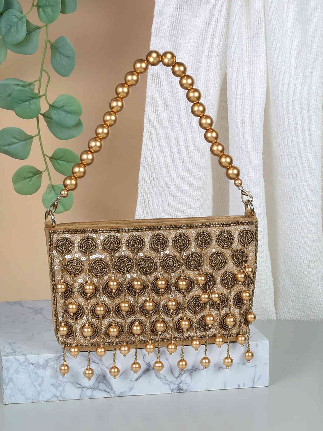 

Metro Embroidered Purse Clutch, Gold
