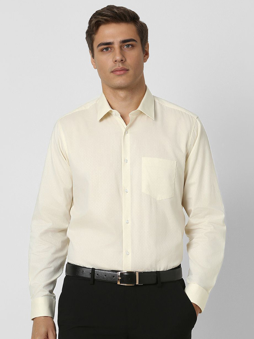 

Van Heusen Men Opaque Formal Shirt, Cream