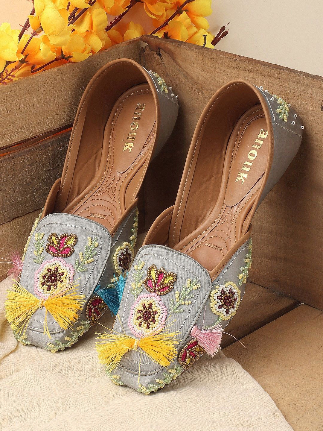 

Anouk Women Printed Ethnic Ballerinas with Bows Flats, Grey