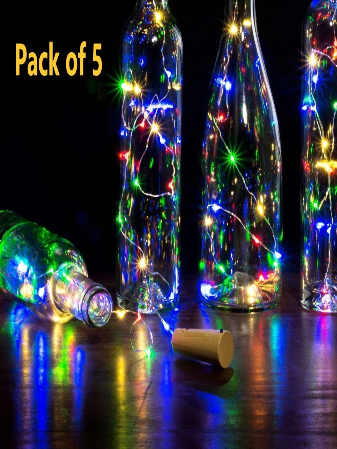 

SPARK WORLD Blue & Red 5 Pcs Rice Shaped Cork Fairy String Lights