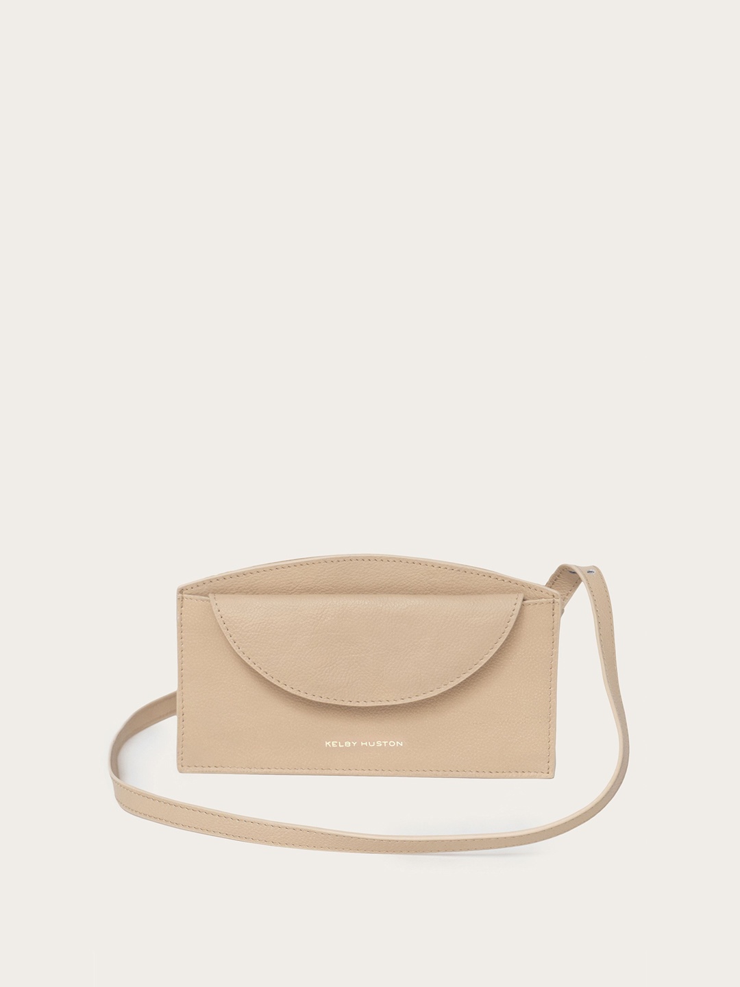 

KELBY HUSTON Textured Leather Structured Sling Bag with Tasselled, Beige